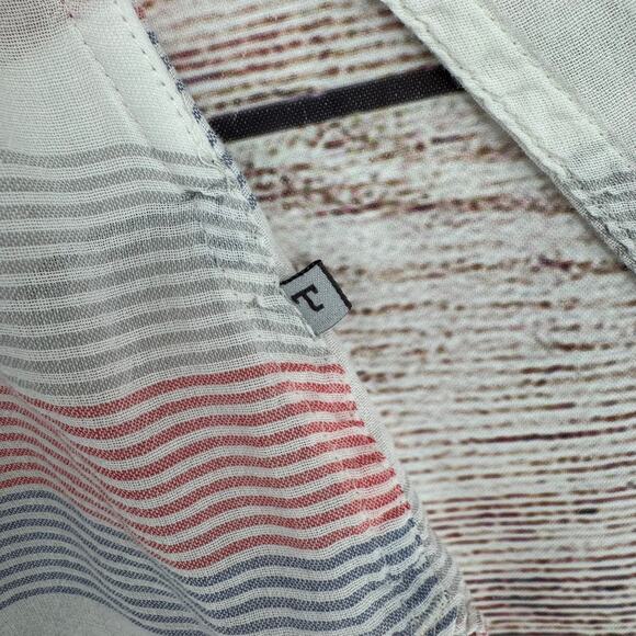 Toad & Co Organic Cotton Striped Button Down Shirt Womens Large White Red Blue - Picture 7 of 15